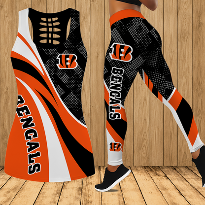 [SPECIAL OFFER] NEW CUSTOMIZED NFL16 CCB CINCINNATI BENGALS HOLLOW TANK TOP & LEGGINGS SET
