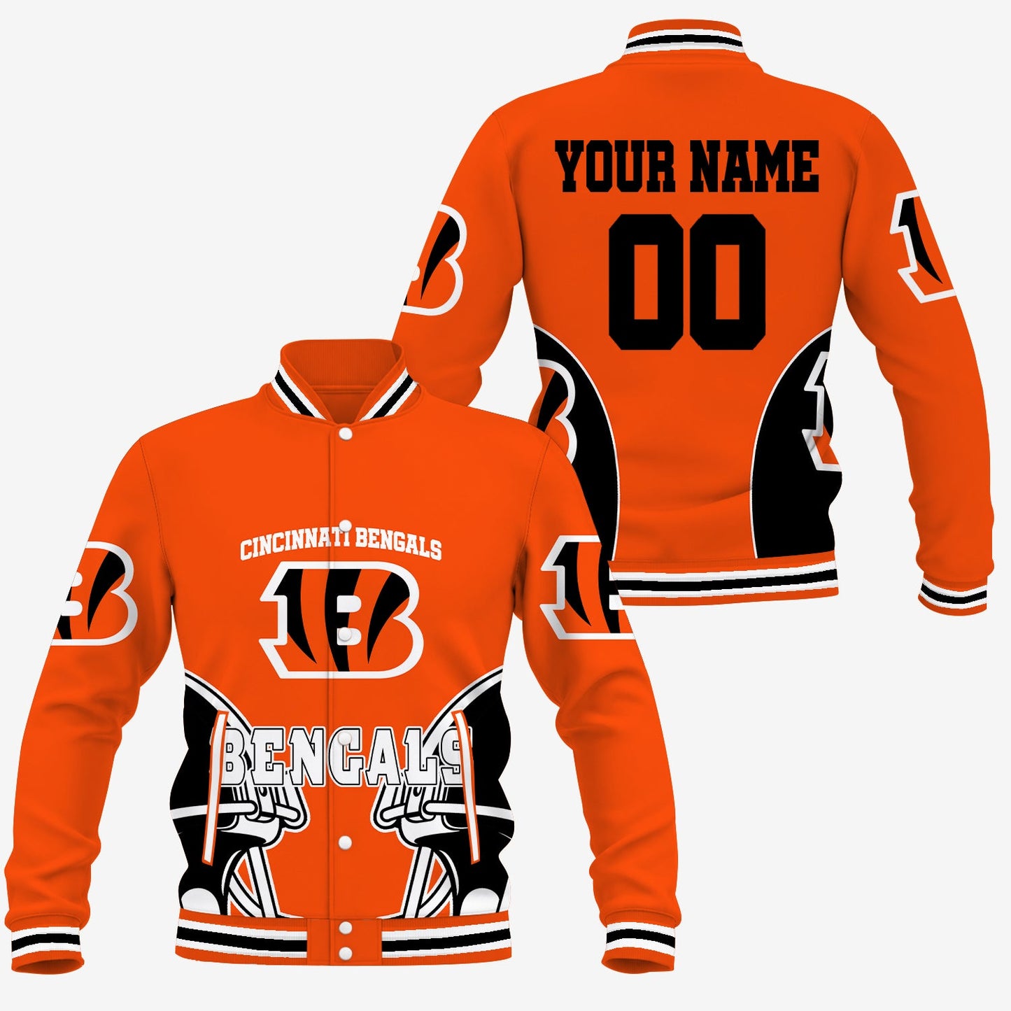 [SPECIAL OFFER] NEW CUSTOMIZED NFL16 CCB CINCINNATI BENGALS SATIN VARSITY & BASEBALL JACKET