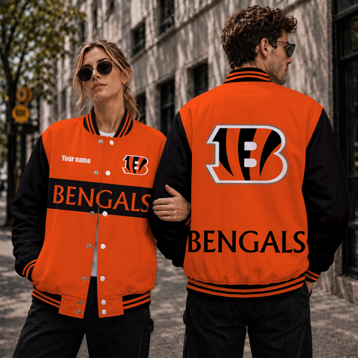 [SPECIAL OFFER] NEW CUSTOMIZED NFL16 CCB CINCINNATI BENGALS SATIN VARSITY & BASEBALL JACKET