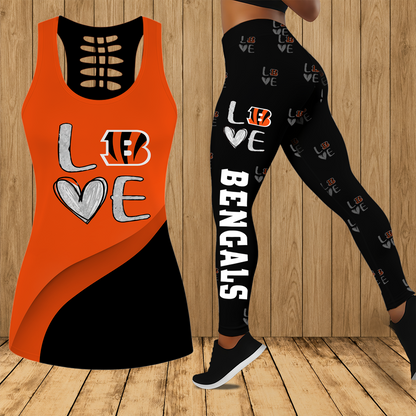 [SPECIAL OFFER] NEW CUSTOMIZED NFL16 CCB CINCINNATI BENGALS HOLLOW TANK TOP & LEGGINGS SET