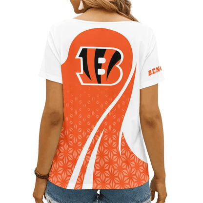 [SPECIAL OFFER] NEW CUSTOMIZED NFL16 CCB CINCINNATI BENGALS V-NECK FEMALE SHIRT