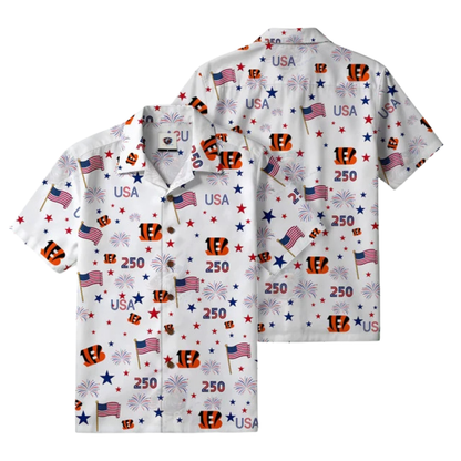[SPECIAL OFFER] NEW CUSTOMIZED NFL16 CCB CINCINNATI BENGALS PATRIOTIC 250 USA HAWAIIAN SHIRT