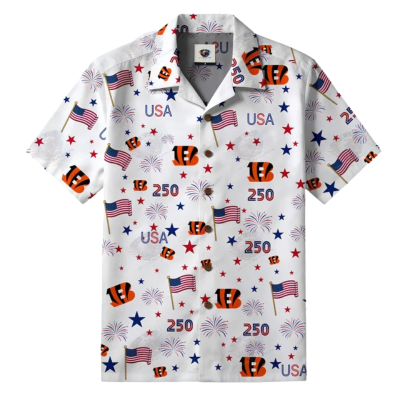 [SPECIAL OFFER] NEW CUSTOMIZED NFL16 CCB CINCINNATI BENGALS PATRIOTIC 250 USA HAWAIIAN SHIRT