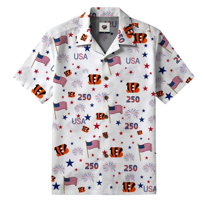 [SPECIAL OFFER] NEW CUSTOMIZED NFL16 CCB CINCINNATI BENGALS PATRIOTIC 250 USA HAWAIIAN SHIRT