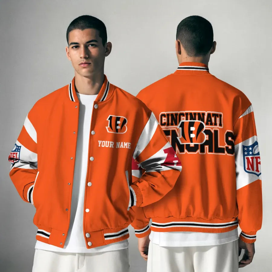 [SPECIAL OFFER] NEW CUSTOMIZED NFL16 CCB CINCINNATI BENGALS SATIN VARSITY & BASEBALL JACKET