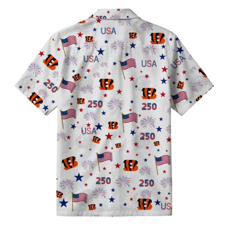 [SPECIAL OFFER] NEW CUSTOMIZED NFL16 CCB CINCINNATI BENGALS PATRIOTIC 250 USA HAWAIIAN SHIRT