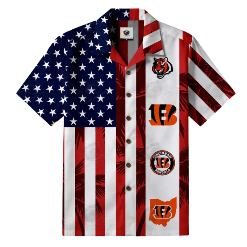 [SPECIAL OFFER] NEW CUSTOMIZED NFL16 CCB CINCINNATI BENGALS PATRIOTIC 250 USA HAWAIIAN SHIRT