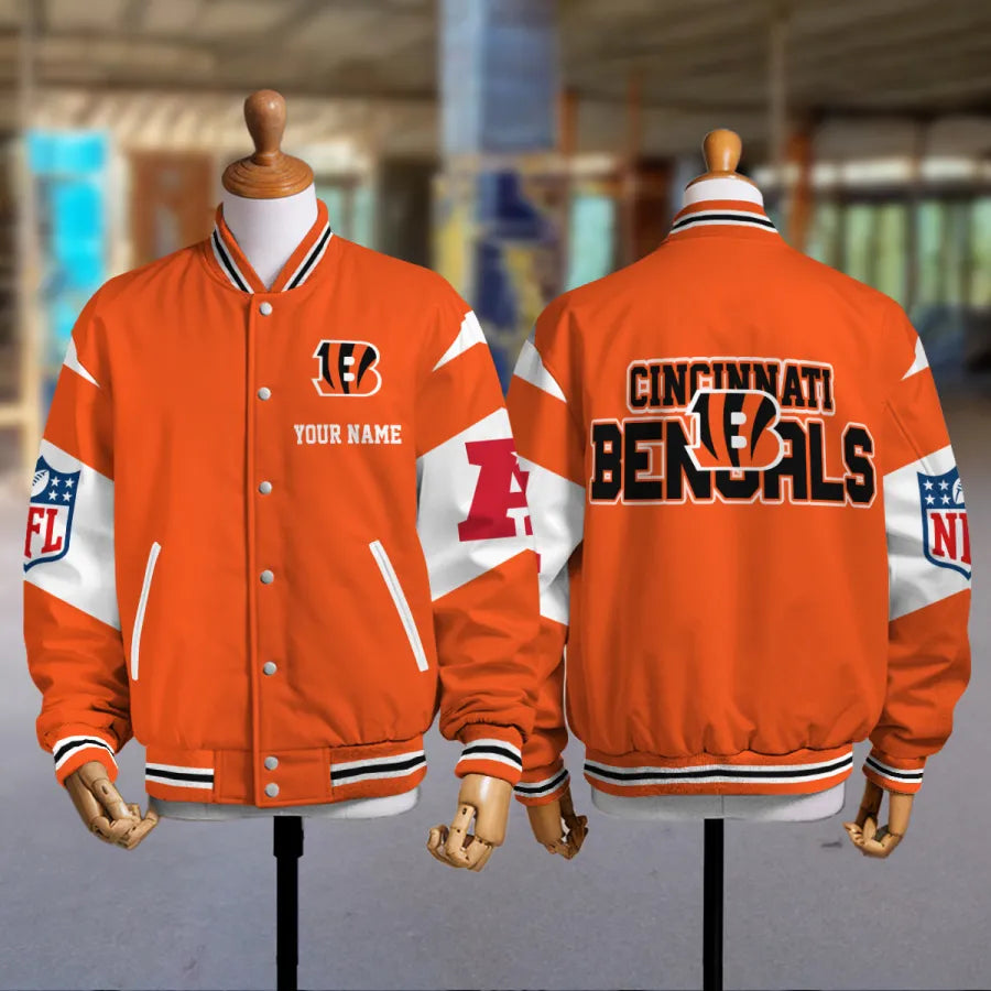 [SPECIAL OFFER] NEW CUSTOMIZED NFL16 CCB CINCINNATI BENGALS SATIN VARSITY & BASEBALL JACKET