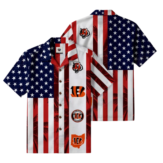 [SPECIAL OFFER] NEW CUSTOMIZED NFL16 CCB CINCINNATI BENGALS PATRIOTIC 250 USA HAWAIIAN SHIRT