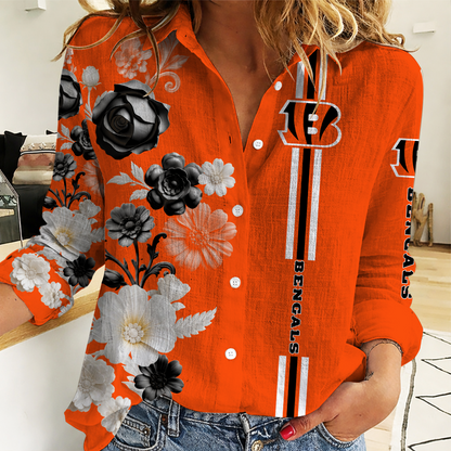 [SPECIAL OFFER] NEW CUSTOMIZED NFL16 CCB CINCINNATI BENGALS WOMEN CASUAL SHIRT