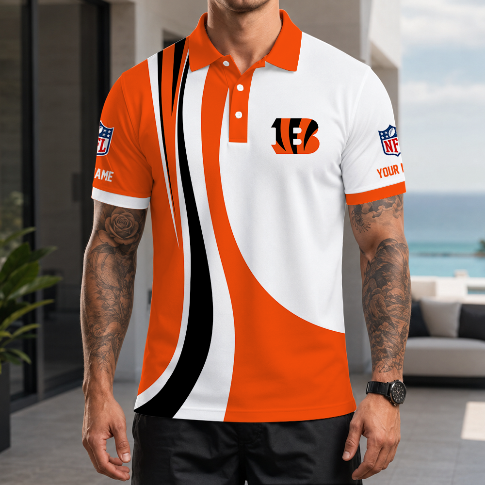 [SPECIAL OFFER] NEW CUSTOMIZED NFL16 CCB CINCINNATI BENGALS POLO SHIRT