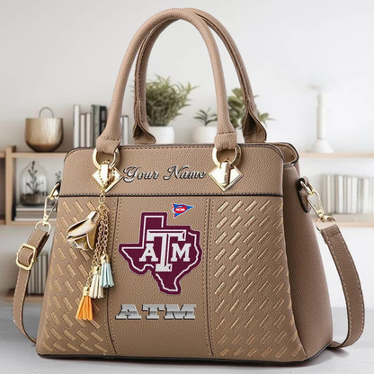 LIMITED EDITION - NEW CUSTOMIZED FBS NCAA16 TAA TX A&M AGGIES ZIP HANDBAG MULTICOLOR