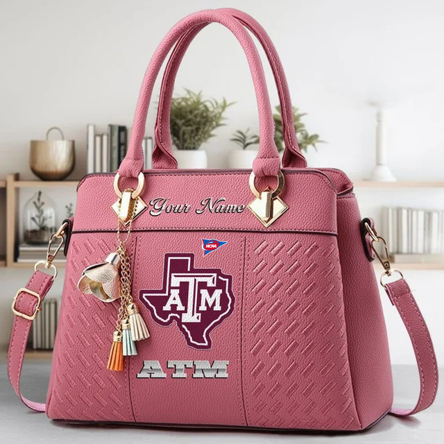 LIMITED EDITION - NEW CUSTOMIZED FBS NCAA16 TAA TX A&M AGGIES ZIP HANDBAG MULTICOLOR