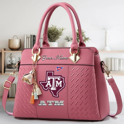 LIMITED EDITION - NEW CUSTOMIZED FBS NCAA16 TAA TX A&M AGGIES ZIP HANDBAG MULTICOLOR
