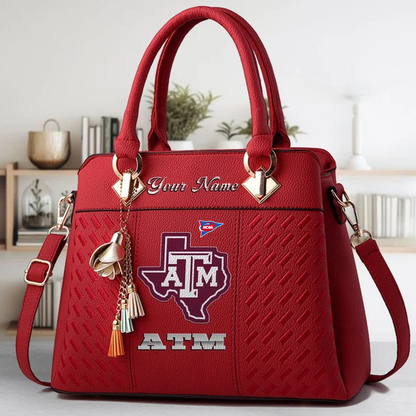 LIMITED EDITION - NEW CUSTOMIZED FBS NCAA16 TAA TX A&M AGGIES ZIP HANDBAG MULTICOLOR