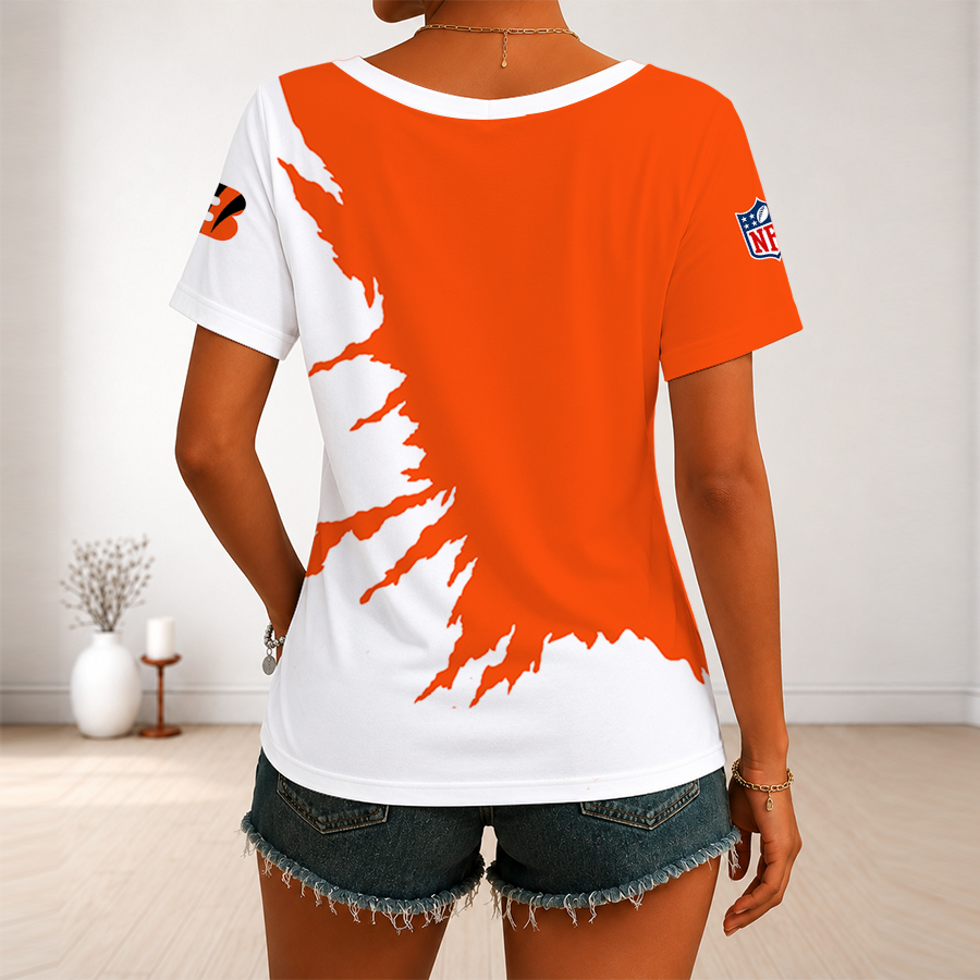[SPECIAL OFFER] NEW CUSTOMIZED NFL16 CCB CINCINNATI BENGALS V-NECK FEMALE SHIRT