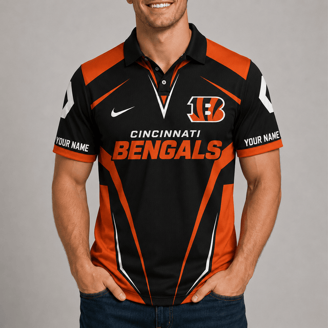 [SPECIAL OFFER] NEW CUSTOMIZED NFL16 CCB CINCINNATI BENGALS POLO SHIRT