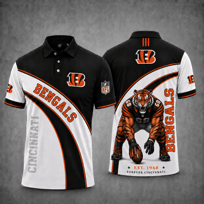 [SPECIAL OFFER] NEW CUSTOMIZED NFL16 CCB CINCINNATI BENGALS POLO SHIRT