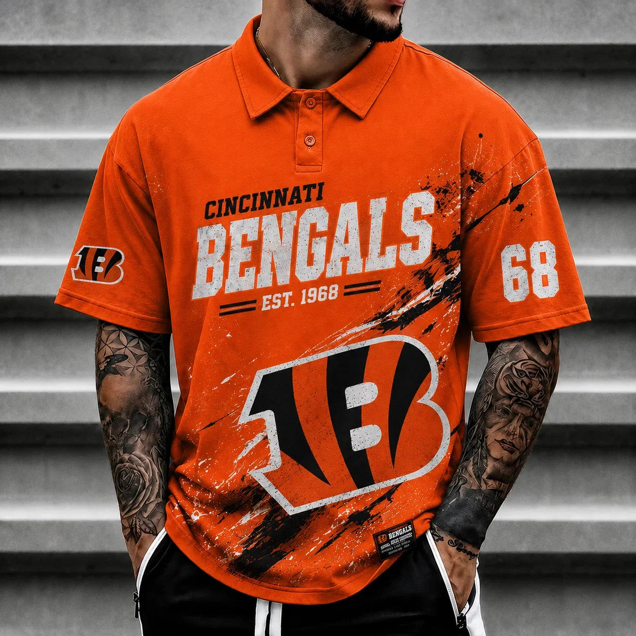 [SPECIAL OFFER] NEW CUSTOMIZED NFL16 CCB CINCINNATI BENGALS POLO SHIRT