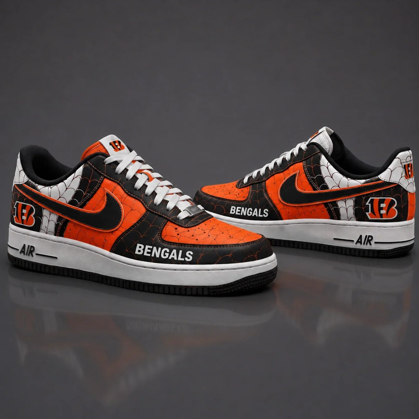 [SPECIAL OFFER] NEW CUSTOMIZED NFL16 CCB CINCINNATI BENGALS x SPIDER AF1 SHOES