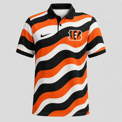 [SPECIAL OFFER] NEW CUSTOMIZED NFL16 CCB CINCINNATI BENGALS STRIPED POLO SHIRT