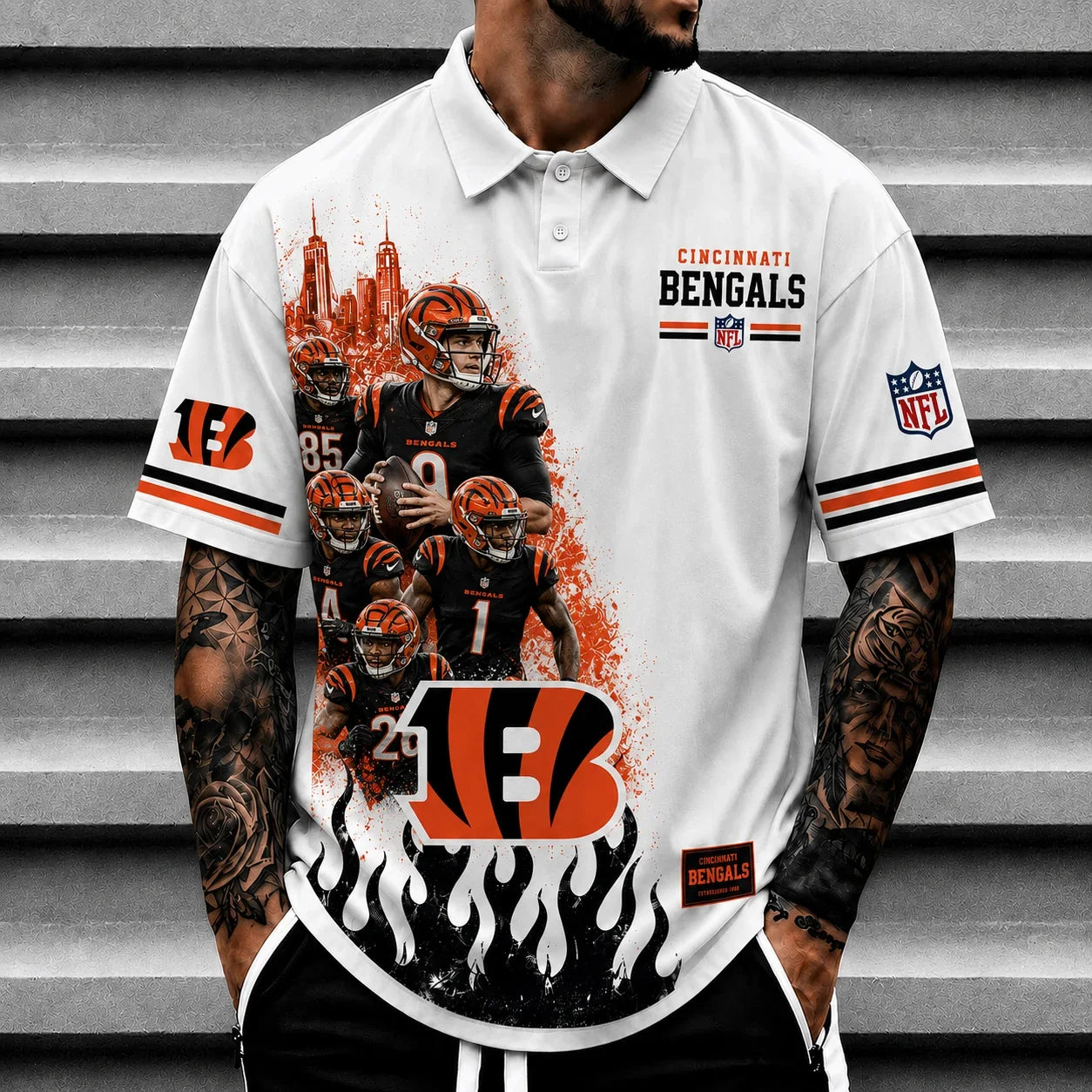 [SPECIAL OFFER] NEW CUSTOMIZED NFL16 CCB CINCINNATI BENGALS POLO SHIRT