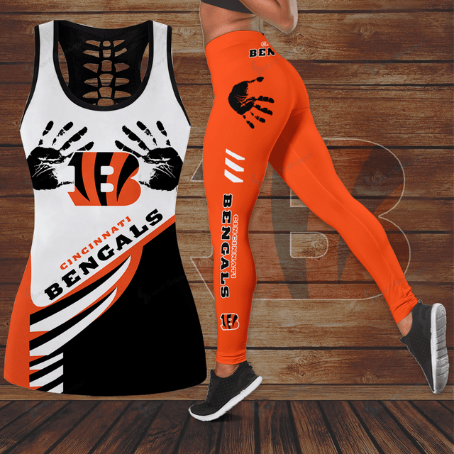 [SPECIAL OFFER] NEW CUSTOMIZED NFL16 CCB CINCINNATI BENGALS HOLLOW TANK TOP & LEGGINGS SET