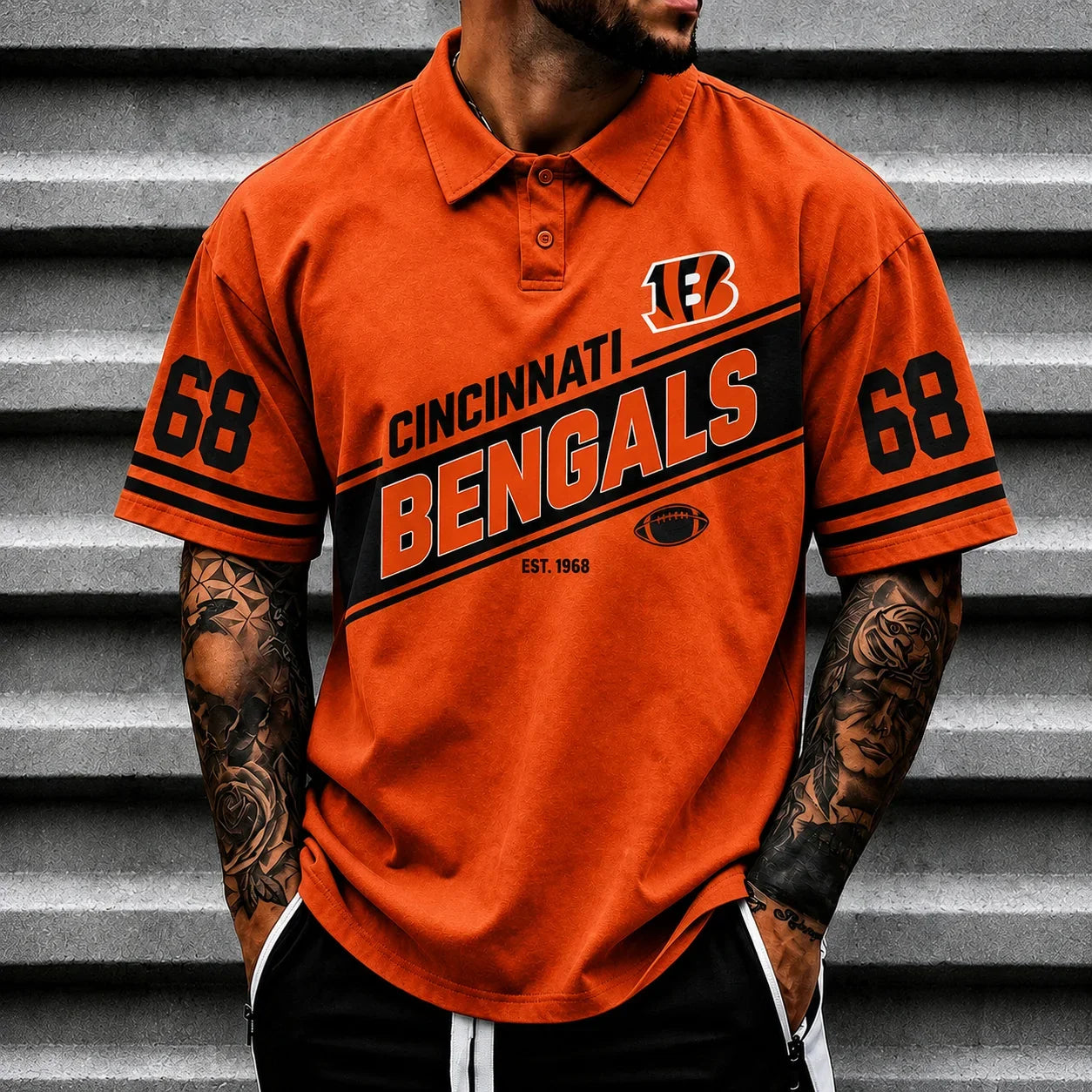 [SPECIAL OFFER] NEW CUSTOMIZED NFL16 CCB CINCINNATI BENGALS POLO SHIRT