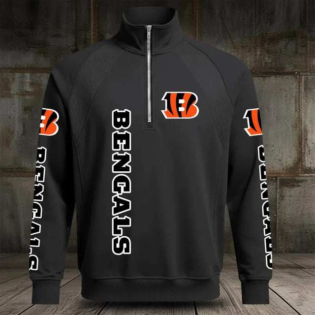 [SPECIAL OFFER] NEW CUSTOMIZED NFL16 CCB CINCINNATI BENGALS MEN'S MULTICOLOR QUARTER-ZIP PULLOVER