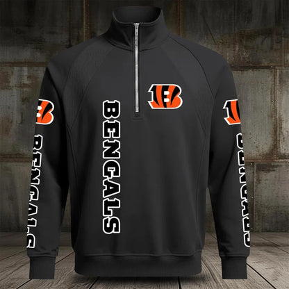 [SPECIAL OFFER] NEW CUSTOMIZED NFL16 CCB CINCINNATI BENGALS MEN'S MULTICOLOR QUARTER-ZIP PULLOVER