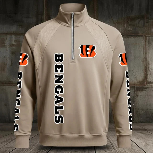 [SPECIAL OFFER] NEW CUSTOMIZED NFL16 CCB CINCINNATI BENGALS MEN'S MULTICOLOR QUARTER-ZIP PULLOVER