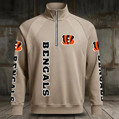 [SPECIAL OFFER] NEW CUSTOMIZED NFL16 CCB CINCINNATI BENGALS MEN'S MULTICOLOR QUARTER-ZIP PULLOVER