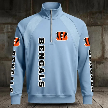 [SPECIAL OFFER] NEW CUSTOMIZED NFL16 CCB CINCINNATI BENGALS MEN'S MULTICOLOR QUARTER-ZIP PULLOVER