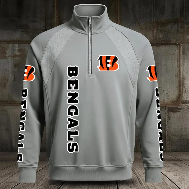 [SPECIAL OFFER] NEW CUSTOMIZED NFL16 CCB CINCINNATI BENGALS MEN'S MULTICOLOR QUARTER-ZIP PULLOVER