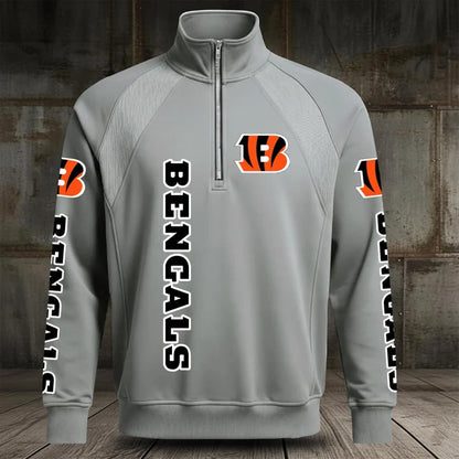[SPECIAL OFFER] NEW CUSTOMIZED NFL16 CCB CINCINNATI BENGALS MEN'S MULTICOLOR QUARTER-ZIP PULLOVER