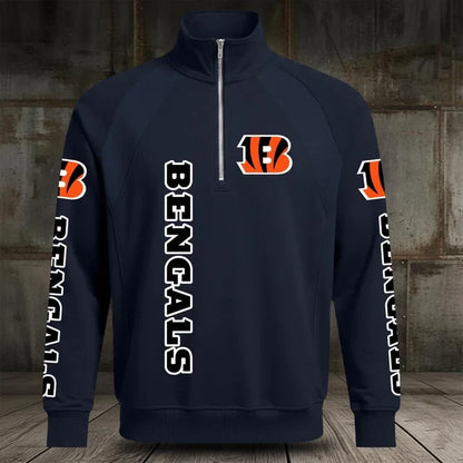 [SPECIAL OFFER] NEW CUSTOMIZED NFL16 CCB CINCINNATI BENGALS MEN'S MULTICOLOR QUARTER-ZIP PULLOVER