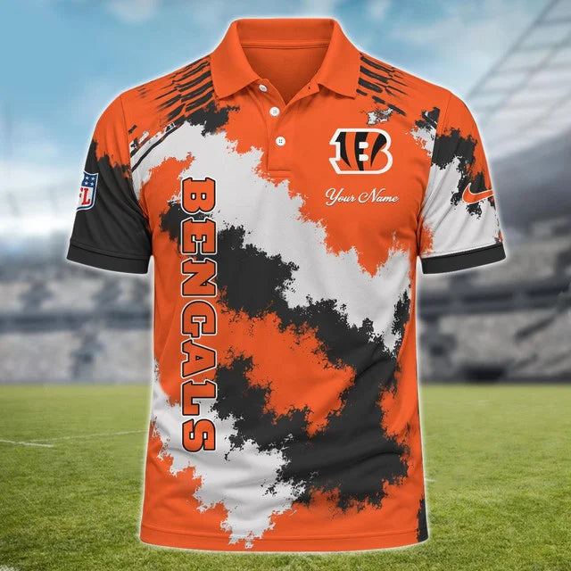 [SPECIAL OFFER] NEW CUSTOMIZED NFL16 CCB CINCINNATI BENGALS MULTICOLOR POLO SHIRT
