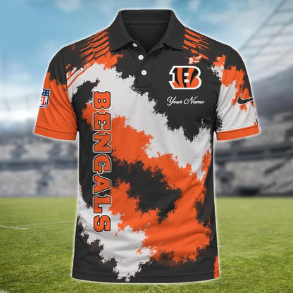 [SPECIAL OFFER] NEW CUSTOMIZED NFL16 CCB CINCINNATI BENGALS MULTICOLOR POLO SHIRT