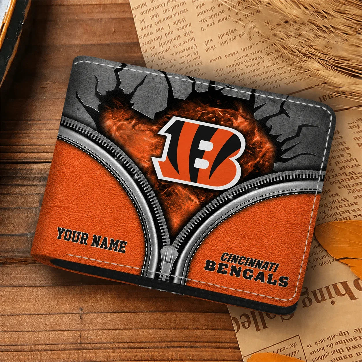 [SPECIAL OFFER] NEW CUSTOMIZED NFL16 CCB CINCINNATI BENGALS LEATHER WALLET