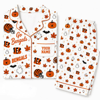 [SPECIAL OFFER] NEW CUSTOMIZED NFL16 CCB CINCINNATI BENGALS HALLOWEEN LONG PAJAMAS SET