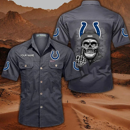 [SPECIAL OFFER] NEW CUSTOMIZED NFL17 IDC INDIANAPOLIS COLTS MUTICOLOR MEN'S CARGO SHIRT