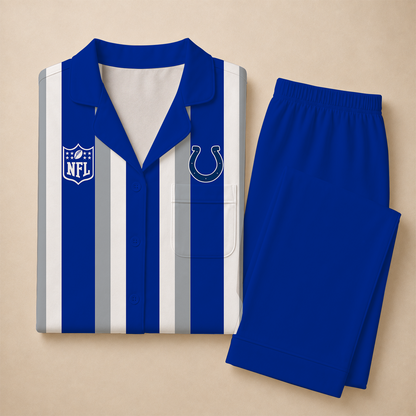[SPECIAL OFFER] NEW CUSTOMIZED NFL17 IDC INDIANAPOLIS COLTS SHORT SLEEVE & LONG PANTS PAJAMAS SET