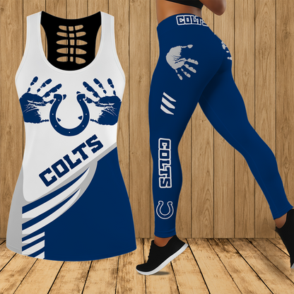 [SPECIAL OFFER] NEW CUSTOMIZED NFL17 IDC INDIANAPOLIS COLTS HOLLOW TANK TOP & LEGGINGS SET