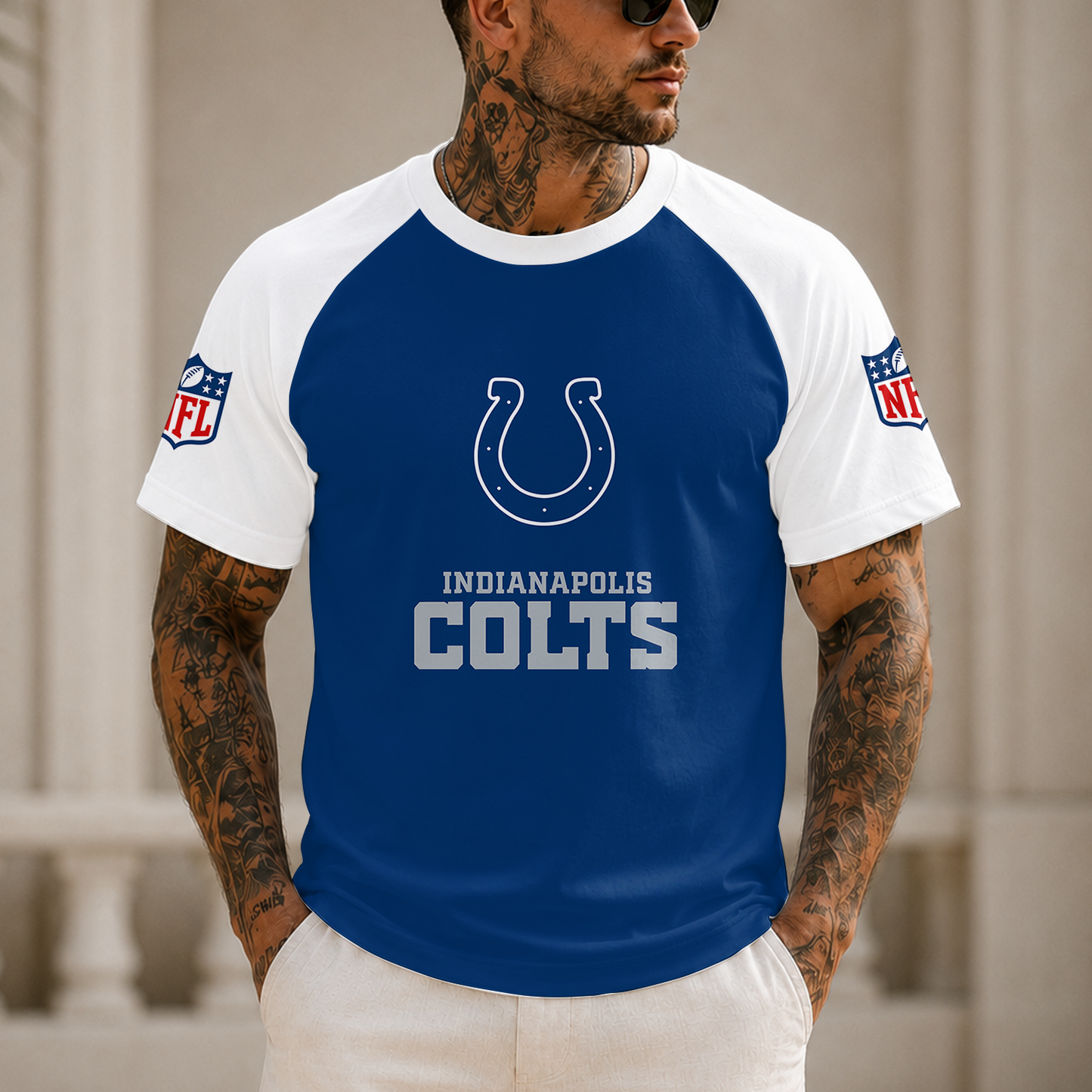 [SPECIAL OFFER] NEW CUSTOMIZED NFL17 IDC INDIANAPOLIS COLTS RAGLAN TEE