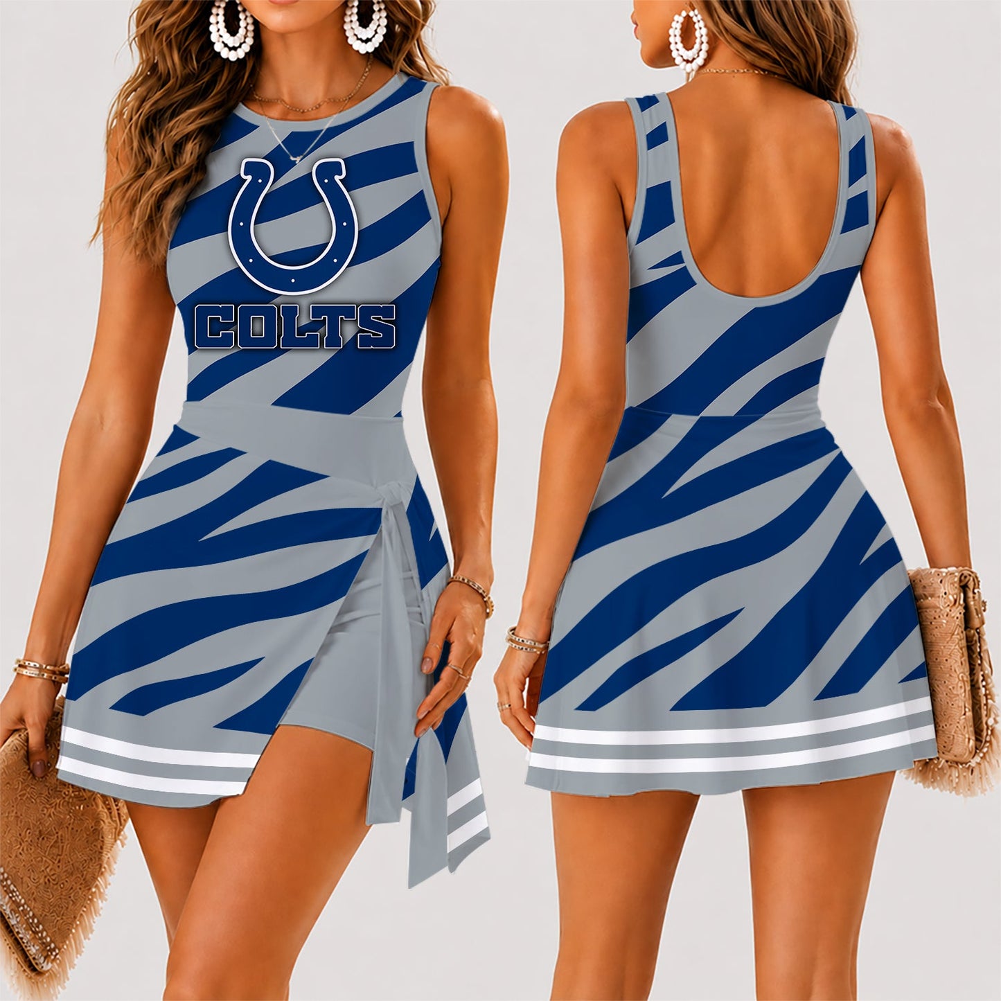 [SPECIAL OFFER] NEW CUSTOMIZED NFL17 IDC INDIANAPOLIS COLTS WOMEN'S SUMMER SKORT DRESS