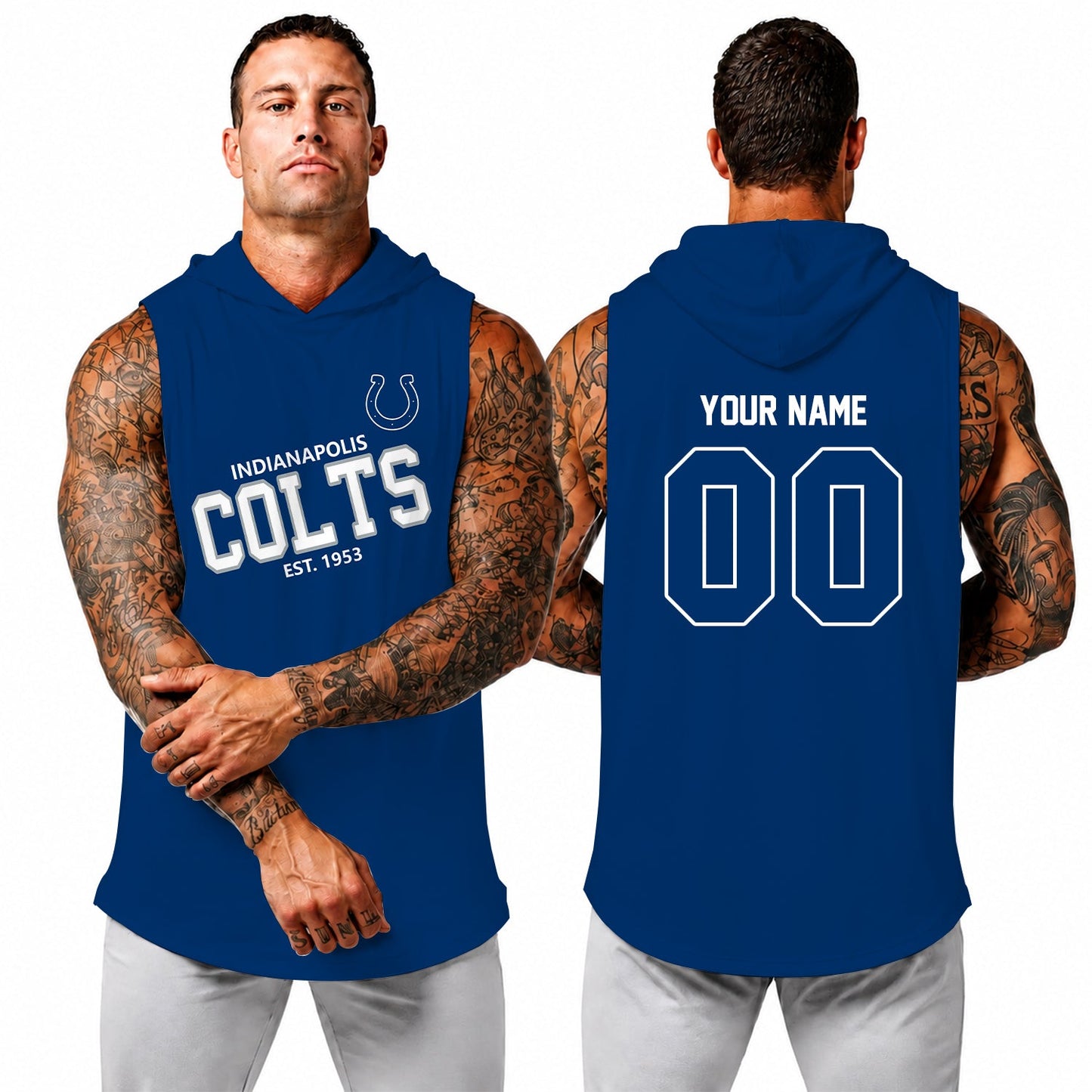 [SPECIAL OFFER] NEW CUSTOMIZED NFL17 IDC INDIANAPOLIS COLTS HOODED TANK TOP