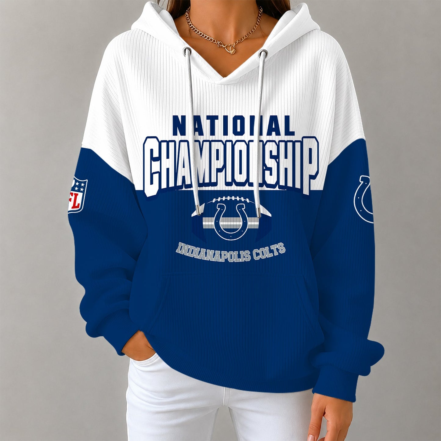 [SPECIAL OFFER] NEW CUSTOMIZED NFL17 IDC INDIANAPOLIS COLTS RIBBED HOODIE & SWEATSHIRT