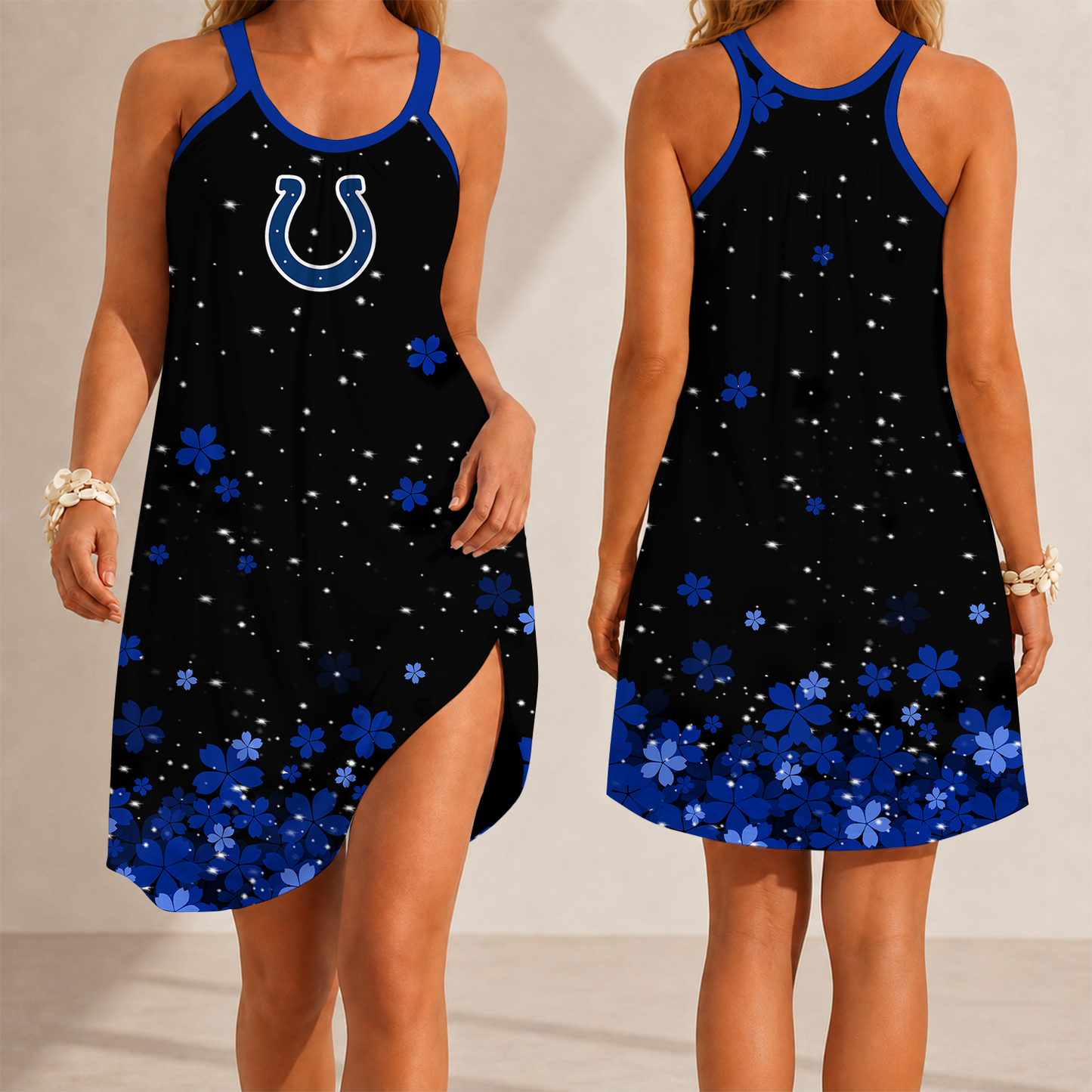 [SPECIAL OFFER] NEW CUSTOMIZED NFL17 IDC INDIANAPOLIS COLTS CAMISOLE DRESS