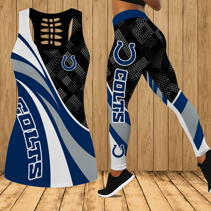 [SPECIAL OFFER] NEW CUSTOMIZED NFL17 IDC INDIANAPOLIS COLTS HOLLOW TANK TOP & LEGGINGS SET
