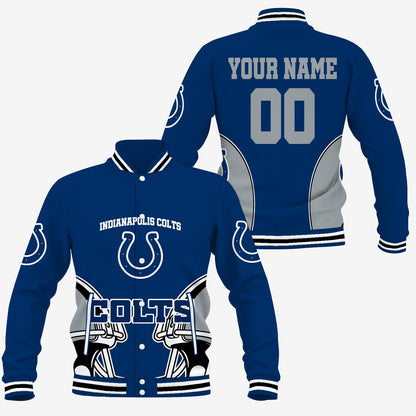 [SPECIAL OFFER] NEW CUSTOMIZED NFL17 IDC INDIANAPOLIS COLTS SATIN VARSITY & BASEBALL JACKET